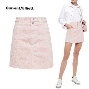 NWT $258 Current/Elliot The Flute Leopard-print Denim Mini Skirt